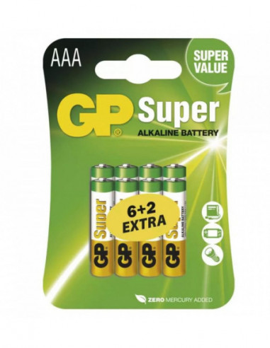 Batéria GP 24A LRO3 AAA mikrotužka alkalická 1.5V/8 ks