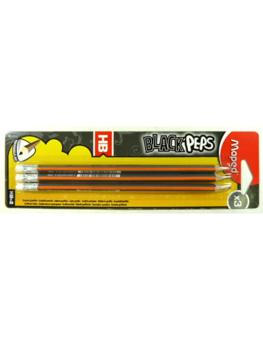 Ceruzka MAPED Black Peps HB s gumou/3ks