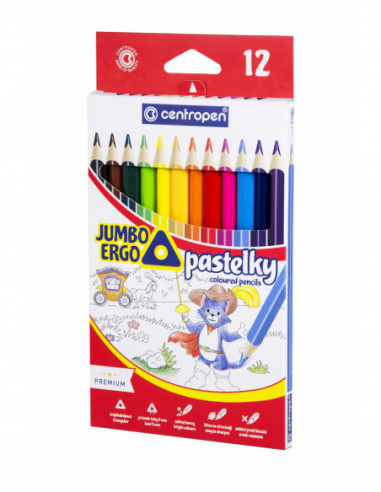 Ceruzky CENTROPEN 9522/12 trojhranné farebná súprava  JUMBO