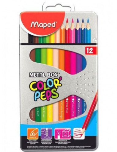 Ceruzky MAPED/12 3HR farebná súprava v kovovovej škatuľke