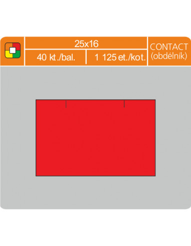 Etikety cenové 25x16 CONTACT obdĺžnik červené
