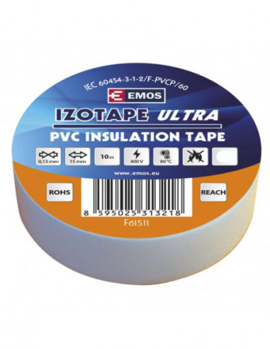 Páska izolačná PVC 15mm/10m biela F61511