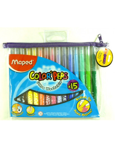 Popisovač MAPED Color Peps/15ks v púzdre na zips
