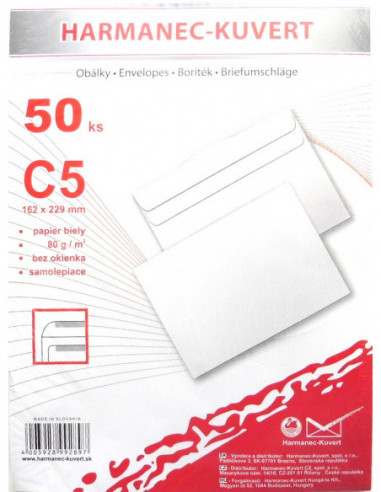 Poštové obálky  C5 2B05B3/ 50ks samolep balíčkové