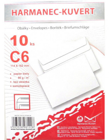 Poštové obálky  C6 2B05B3/ 10ks samolep balíčkové