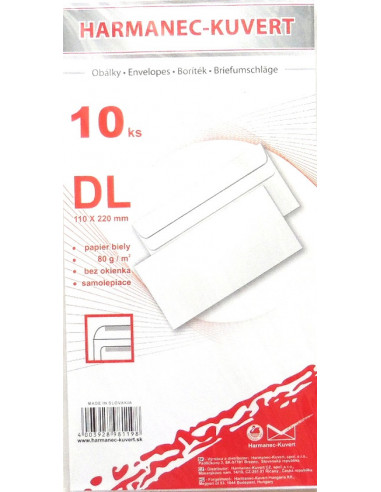 Poštové obálky  DL 2B05B3/ 10ks samolep balíčkové