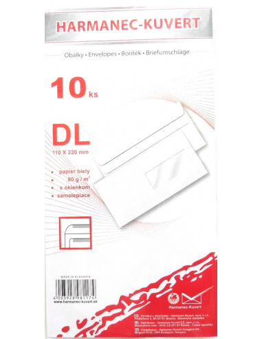 Poštové obálky  DL okienko 2T05B3/ 10ks samolep balíčkové