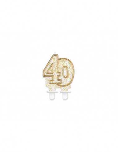 Sviečka číslová glitrovaná zlatá  "40"