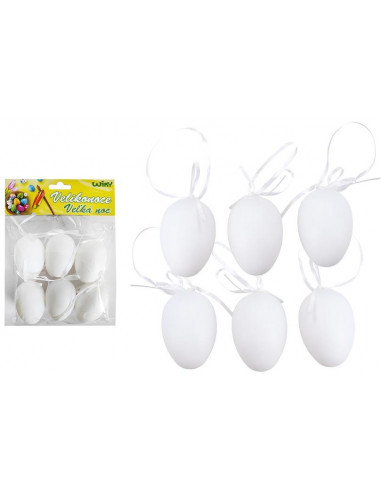 Veľkonočné vajíčka plastové biele 6cm/6ks