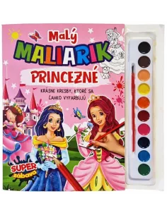 Malý maliarik princezné omaľovánka so štetcom a farbami