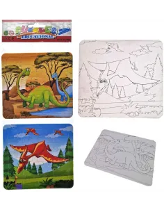 Puzzle s omaľovánkami Dino 2v1