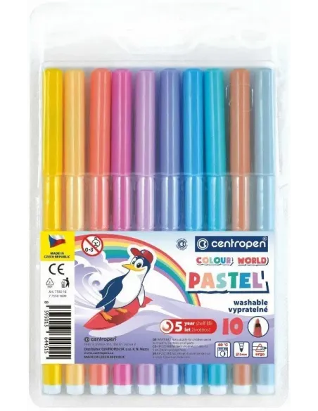 Centropen 7550/ 10, 1,0 súprava Pastel vyprateľných popisovačov